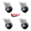 Service Caster 4 Inch Soft Rubber Wheel Swivel Top Plate Caster Set with Brake SCC-20S414-SRS-TLB-TP2-4